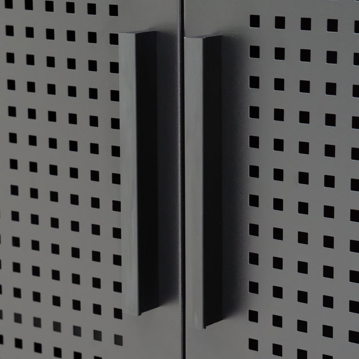 NO LOCK, Metal Storage Cabinet with 2 Doors and 2 Adjustable Shelves, Steel Storage Cabinet, Metal File Cabinet for Home Office School Gym, Black