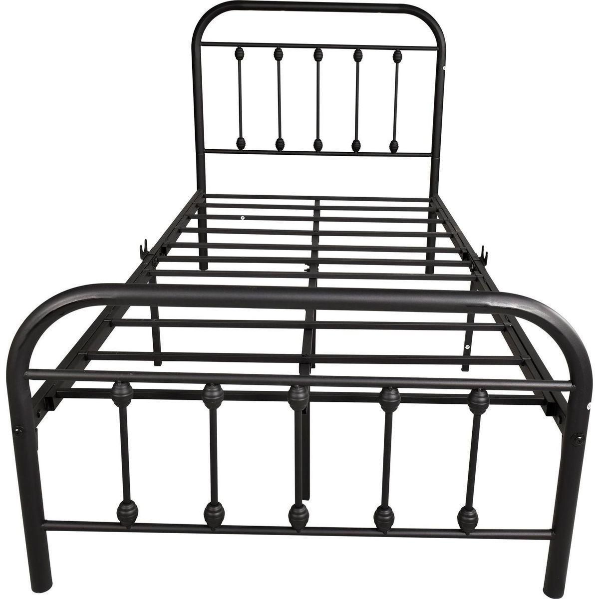 Metal Platform Bed Frame with Headboard No Box Spring Needed Twin BLACK