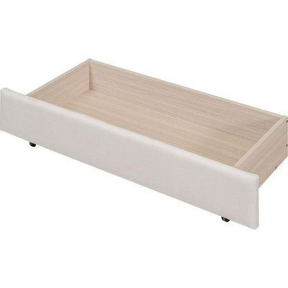 Full Size Upholstered Tufted Daybed with Two Drawers, Beige