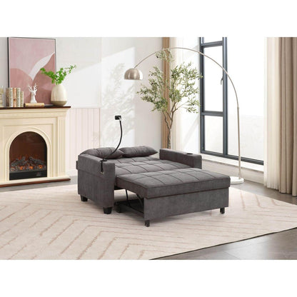 Futon Chair Bed Convertible Chair 3-in-1 Pull Out Sleeper Chair Beds with USB Ports,Wear-resistant and Anti-scratch, Armchair Bed Sleeper for Living Room (Dark Grey Tech cloth)