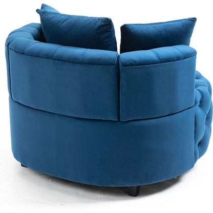 Accent Chair / Classical Barrel Chair for living room / Modern Leisure Sofa Chair (Blue)