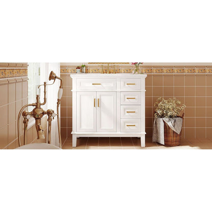 36-inch Bathroom Vanity with Resin Sink, Modern Bathroom Cabinet in White,Featuring Two Soft Close Doors and Four Drawers