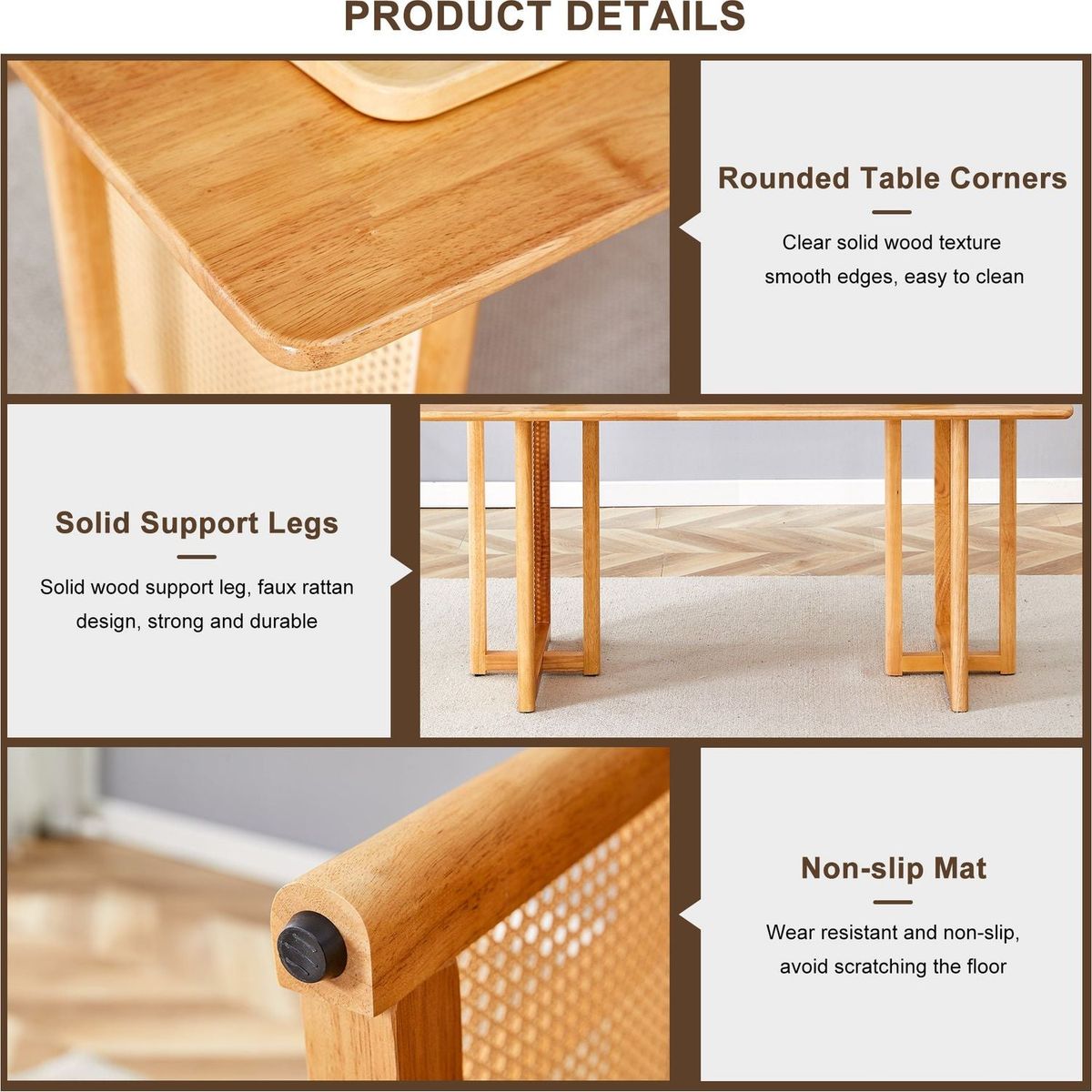 Chinese country retro solid wood dining table, simple modern imitation rattan dining table, wooden dining table, desk. Suitable for dining room, living room, office