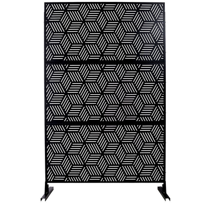 Outdoor & Indoor Privacy Screen Metal Privacy Screen 76' H×48' W, Freestanding Decorative Privacy Screen for Deck Balcony Patio, Privacy Fence Panels for Outside Lawn Garden PS116 BLACK