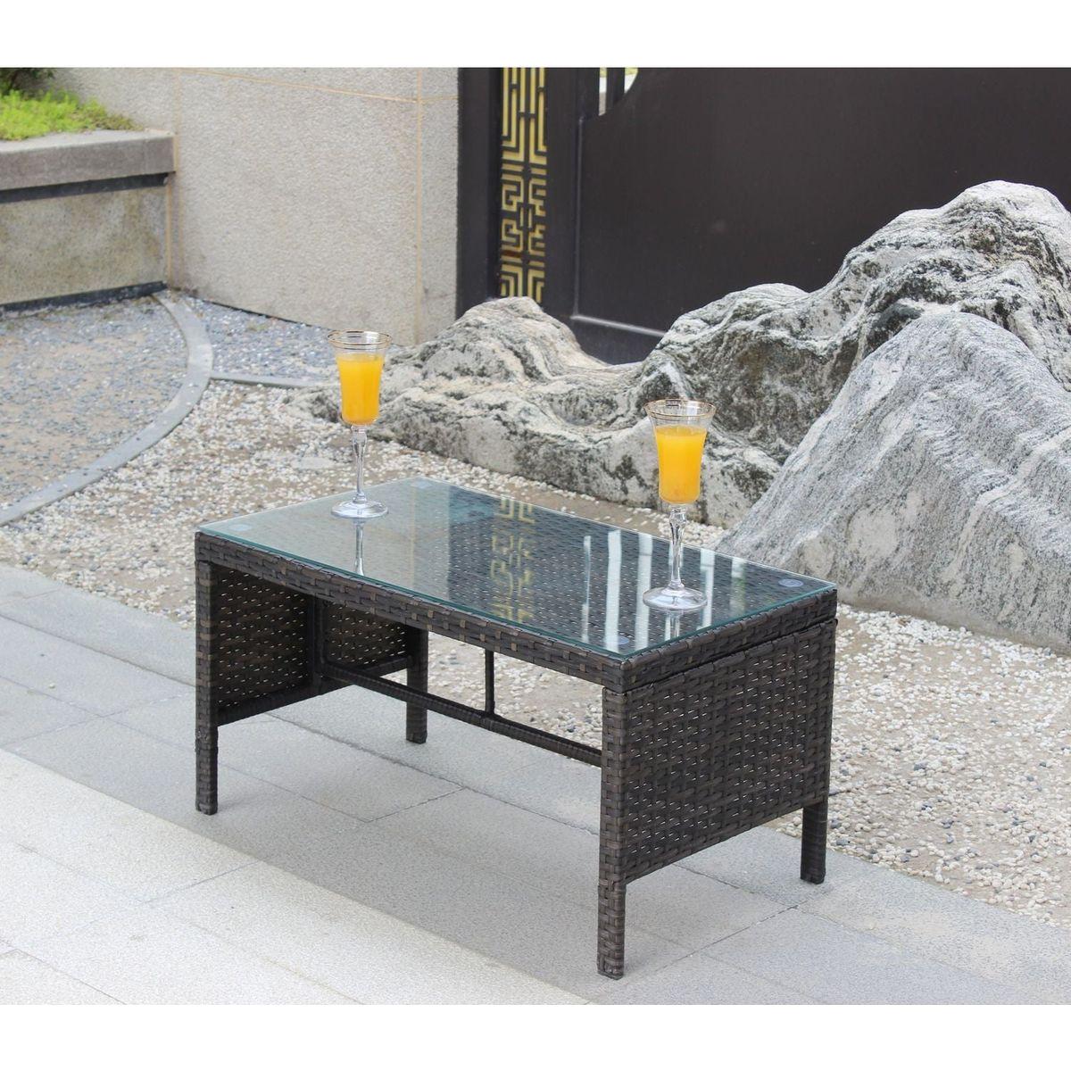 Outdoor patio Furniture 1 Coffee Table with clear tempered glass
