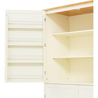 [Assembly Video Provided]40.2x20x71.3inch High Freestanding Kitchen Pantry Large Cupboard Storage Cabinet with 2 Drawers, 2 Adjustable Shelves, 8 Door Shelves for Kitchen, Dining Room,Cream