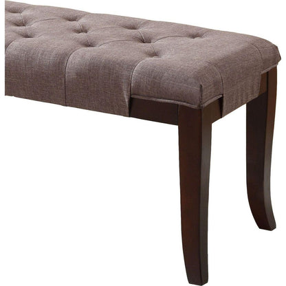 Linon Tufted Bench, Fabric, Brown