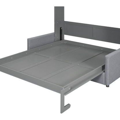 Queen Size Murphy Bed Wall Bed with Cushion,Gray