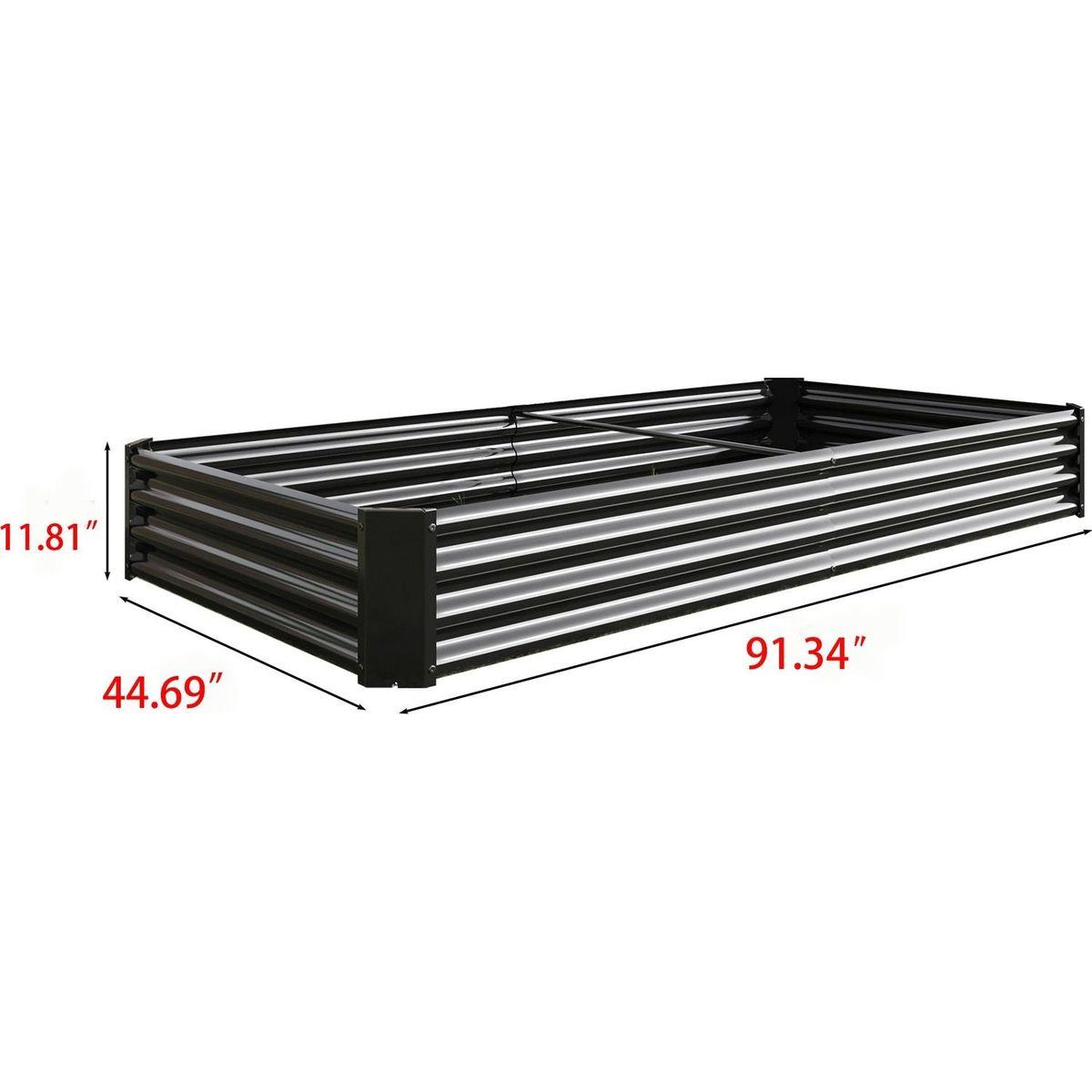 Raised Garden Bed Kit - Metal Raised Bed Garden7.6x3.7x0.98ft for Flower Planters, Vegetables Herb Black