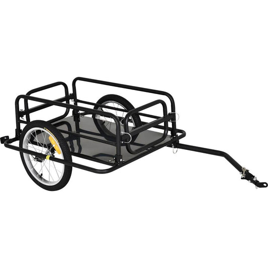 Bike Cargo Trailer for Hefty Loads, Foldable Compact Storage, Universal Hitch, Bike Wagon Bike Trailer Bicycle Cargo Trailer Bike Attachment with 16" Wheels, Heavy-Duty, Black