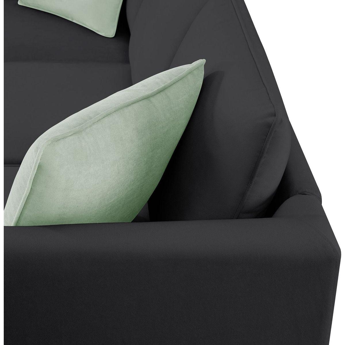 112x87" Sectional Sofa Couches Living Room Sets, 7 Seats Modular Sectional Sofa with Ottoman, L Shape Fabric Sofa Corner Couch Set with 3 Pillows, Black(New of GS008210AAB)