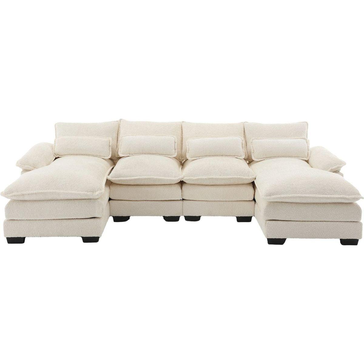 Modern Large chenille Fabric U-Shape Sectional Sofa