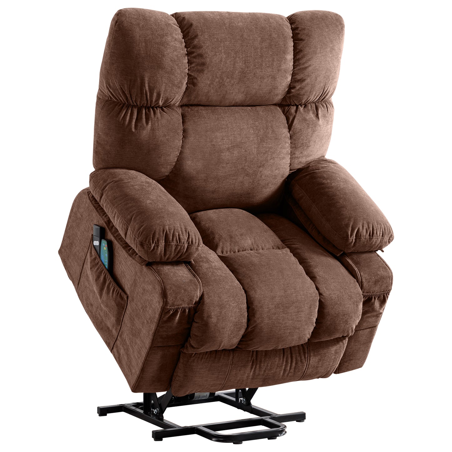 Power Lift Recliner Chair Recliners for Elderly with Heat and Massage Recliner Chair for Living Room with Infinite Position and Side Pocket,USB Charge Port,BROWN