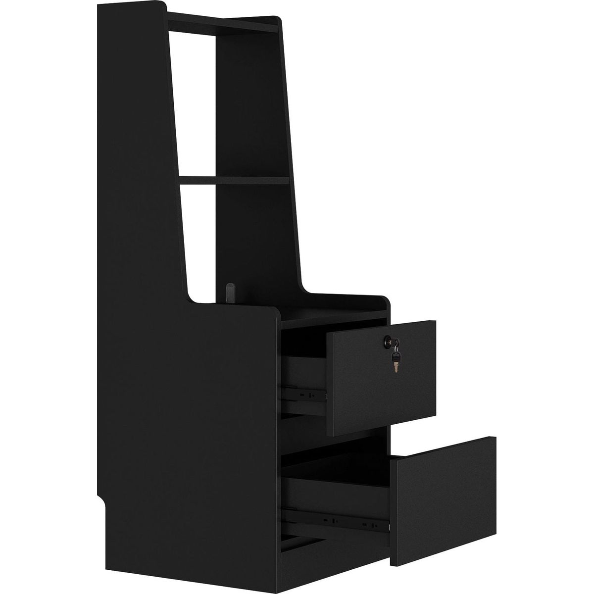 Nightstand with Charging Station, Smart Nightstand with Night Light, Modern Night Stand with Bookshelf, Bedside Tables with Storage Cabinet for Bedroom, Black