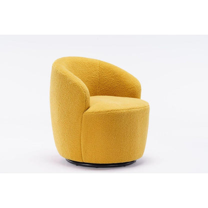 Teddy Fabric Swivel Accent Armchair Barrel Chair With Black Powder Coating Metal Ring,Yellow