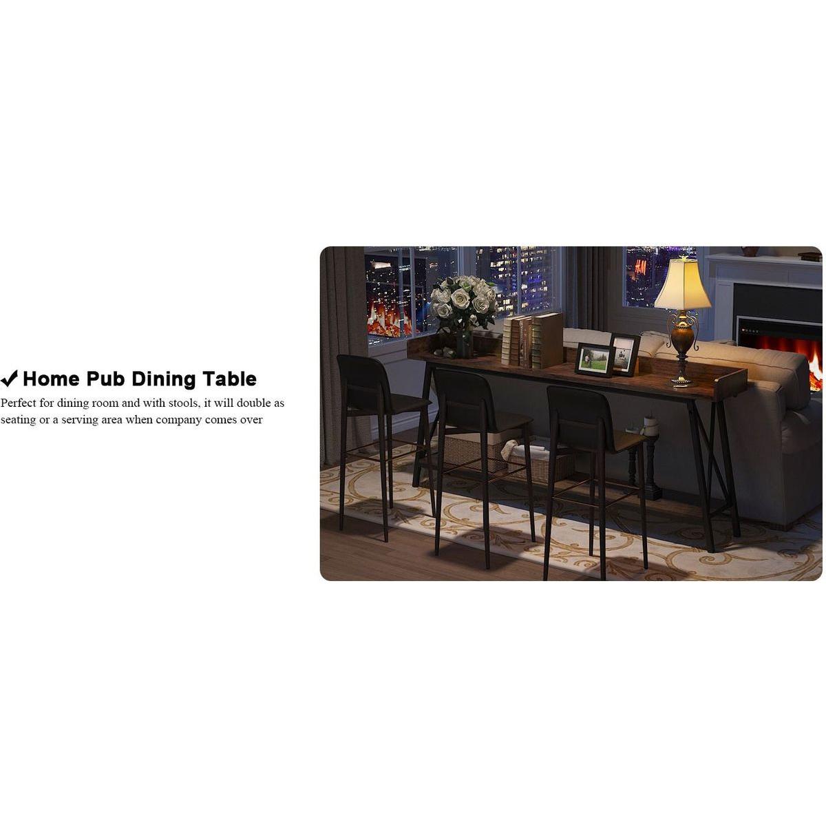 70.87 inch Extra Long Console Table Behind Couch, Rustic Industrial Sofa Table for Living Room, Narrow Entryway Hallway Long Bar Table, Brown+Black