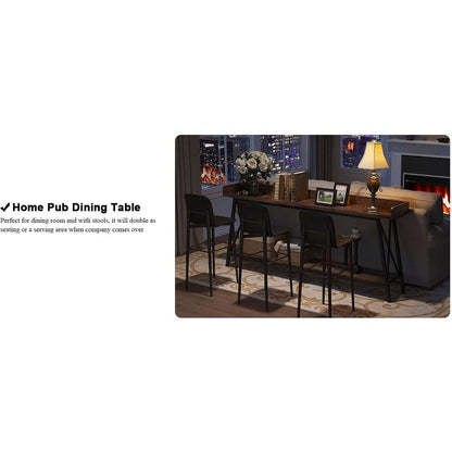 70.87 inch Extra Long Console Table Behind Couch, Rustic Industrial Sofa Table for Living Room, Narrow Entryway Hallway Long Bar Table, Brown+Black