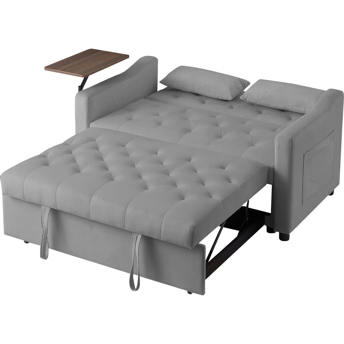 GREY VELVET SOFA BED