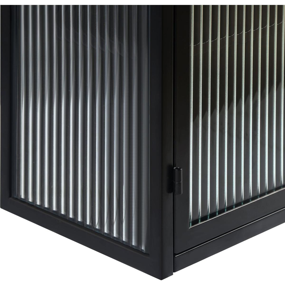 27.56"Glass Doors Modern Two-door Wall Cabinet with Featuring Three-tier Storage for Entryway Living Room Bathroom Dining Room,Black