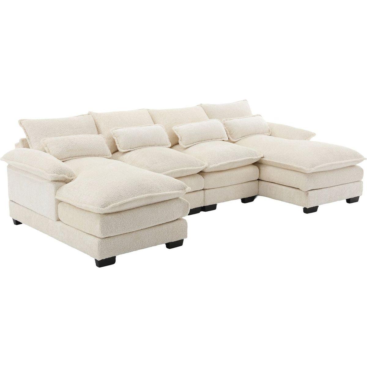 Modern Large chenille Fabric U-Shape Sectional Sofa