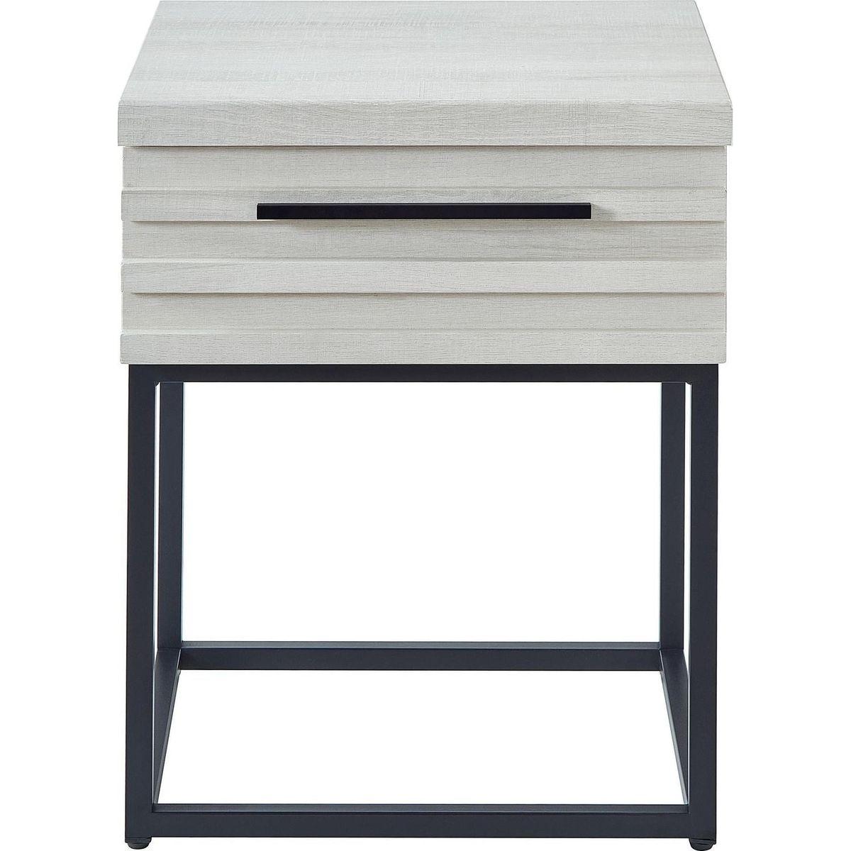 Celestial Contemporary Storage End table, White