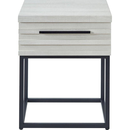 Celestial Contemporary Storage End table, White