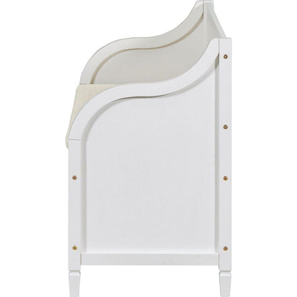 Rustic Style Solid wood Entryway Multifunctional Storage Bench with Safety Hinge (White+ Beige)