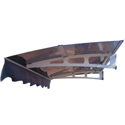 DA5934C Series Door Window Awning Made of 0.137 Inch Thick Crystal Solid Polycarbonate Sheet and Aluminum Alloy with Valance in size 59" Wide x 34" Deep for Masonry Concrete Wall House.