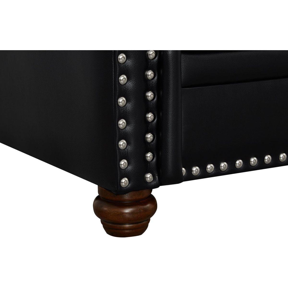 Living Room Sofa Loveseat Black Faux Leather