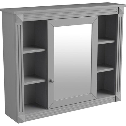 35" x 28" Wall Mounted Bathroom Storage Cabinet, Medicine Cabinet, Modern Bathroom Wall Cabinet with Mirror, Mirror Cabinet with 6 Open Shelves (Not Include Bathroom Vanity)