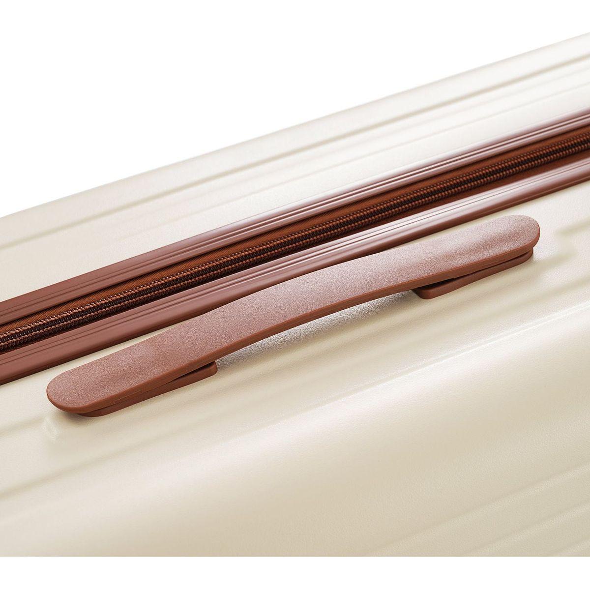 Front Opening 20-Inch Carry-On Luggage with Expandable Travel Bag Set, ABS Hard Shell Two-piece suitcase set with USB Port, Cup Holder, ivory and brown