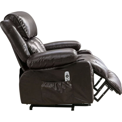 Power Lift Recliner Chair Recliners for Elderly with Heat and Massage Recliner Chair for Living Room with Infinite Position and Side Pocket,USB Charge Port.BROWN