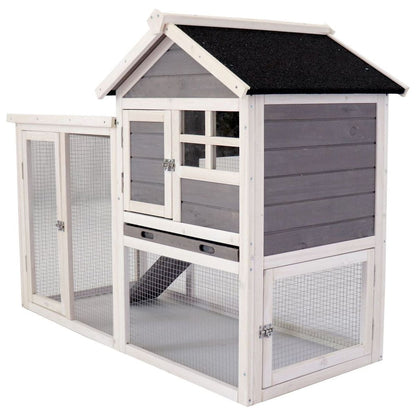 Deluxe Wooden Chicken Coop Hen House Rabbit Wood Hutch Poultry Cage Habitat