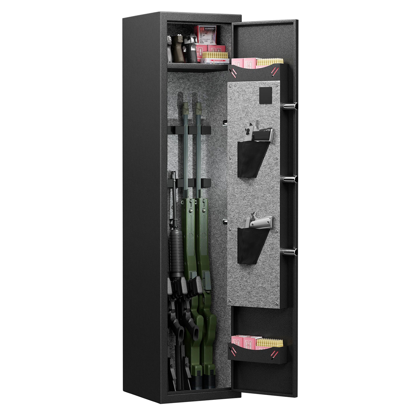 3-4 Gun Safe for Rifles and Pistols,Quick Access Password Gun Safe,High Security Metal Rifle Safe Locker with Removable Shelf and 2 Adjustable Gun Slots