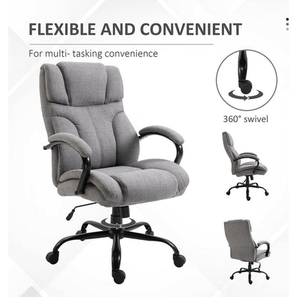 Vinsetto 500lbs Big and Tall Office Chair with Wide Seat, Ergonomic Executive Computer Chair with Adjustable Height, Swivel Wheels and Linen Finish, Light Grey