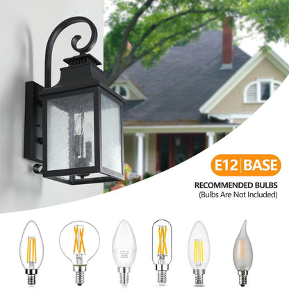 Large Outdoor Wall Lamps With Glass Supports multiple types of light bulbs (2pack)
