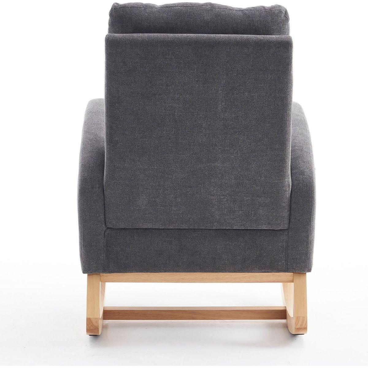 Accent Rocking Chair with Footrest High Back Rubber Wood Rocking Legs Bedroom Living Space 26.77D X 38.36W X 39.76H Inch