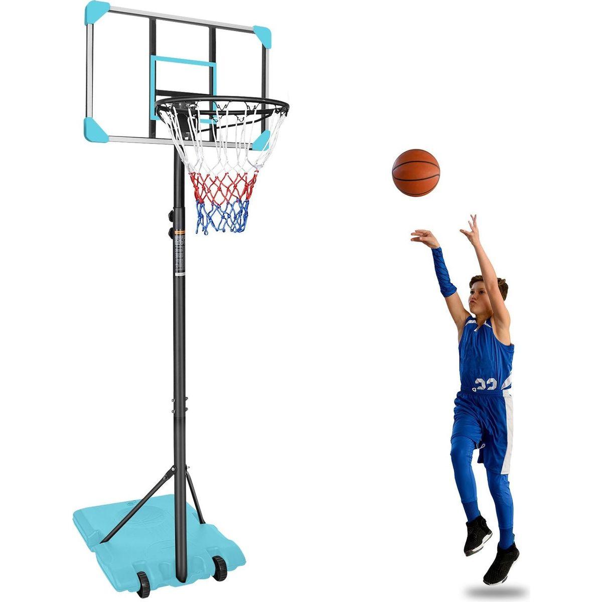 Portable Basketball Goal System with Stable Base and Wheels, use for Indoor Outdoor teenagers youth height adjustable 5.6 to 7ft Basketball Hoop 28 Inch Backboard