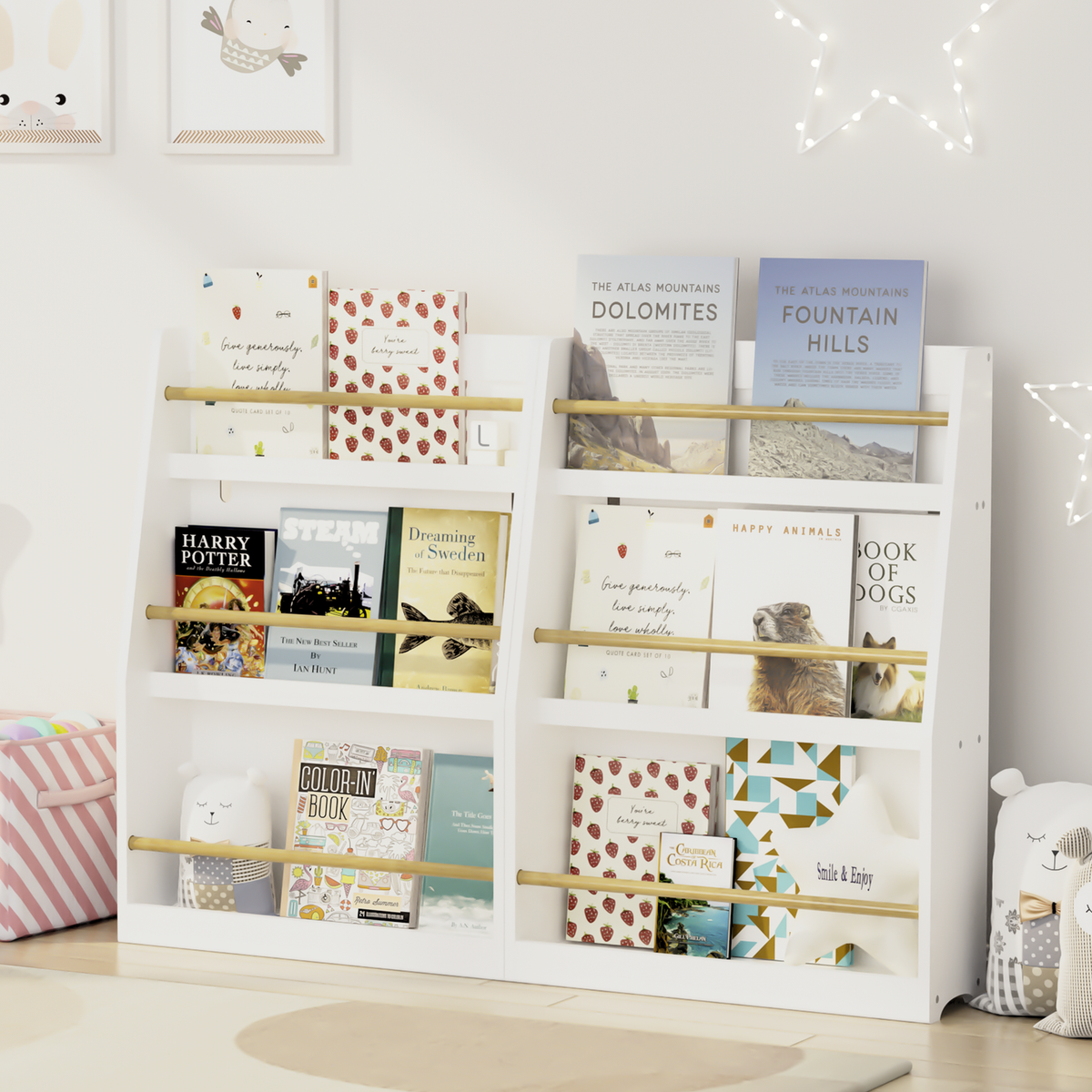 3 Tier Kids Book Shelf,Kids Book Rack, Helps Keep Bedrooms, Playrooms, and Classrooms Organized,White - Streamdale Furniture