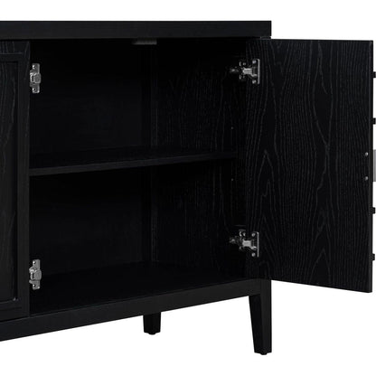 Retro Sideboard door with Circular Groove Design Round Metal Door Handle for Entrance, Dining Room, Living Room (Black)