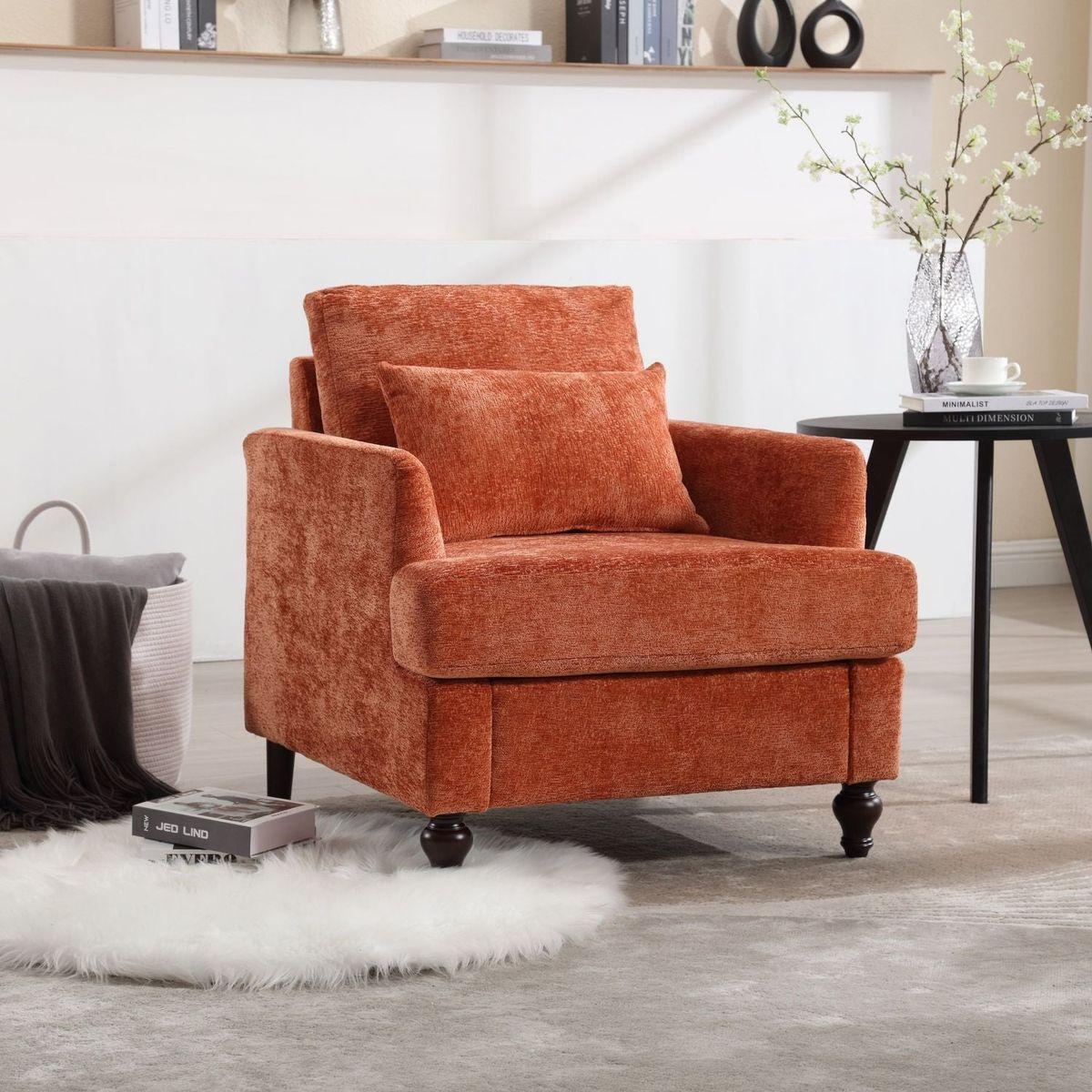 Wood Frame Armchair, Modern Accent Chair Lounge Chair for Living Room