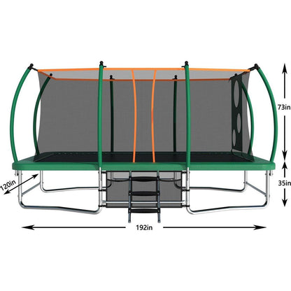 10X16FT Outdoor Square Trampolines for Kids Adults Long Rectangular Tumbling Trampoline