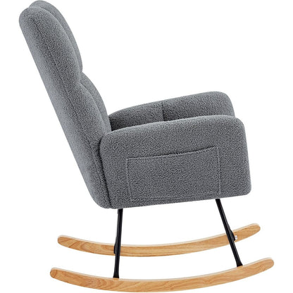 grey teddy fabric rocking chair