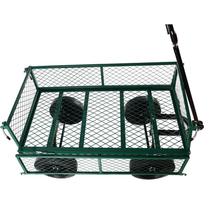 (Green solid wheels wagon cart) Solid wheels Tools cart Wagon Cart Garden cart trucks make it easier to transport firewood