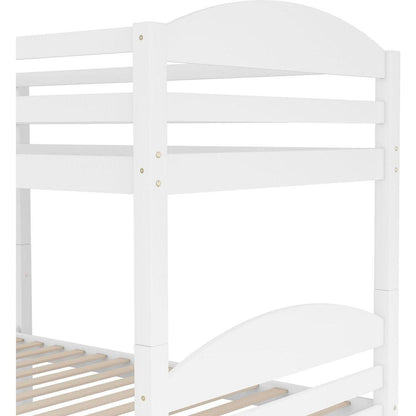 Twin L-Shaped Bunk bed with Trundle-White{O