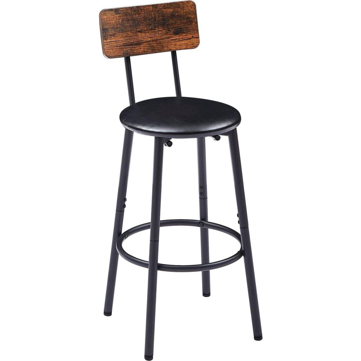 Bar Table Set with 2 Bar stools PU Soft seat with backrest, Rustic Brown, 43.31" L x 15.75" W x 35.43" H.