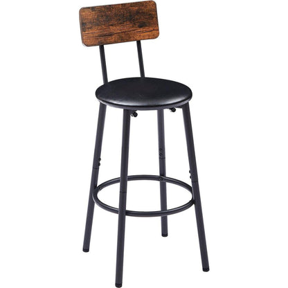 Bar Table Set with 2 Bar stools PU Soft seat with backrest, Rustic Brown, 43.31" L x 15.75" W x 35.43" H.