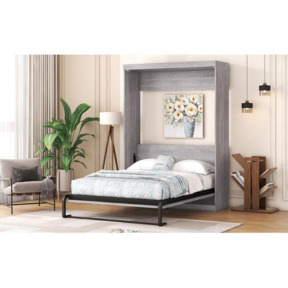 Full Size Murphy Bed, can be Folded into a Cabinet, Gray