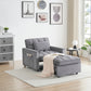 Sofa bed chair 3 in 1 convertible, recliner, single recliner, suitable for small Spaces with adjustable back black dark grey