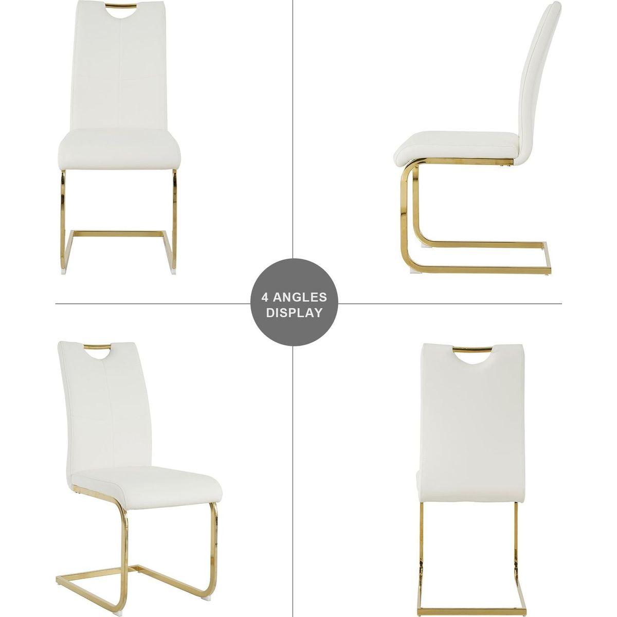 Modern Dining Chairs with Faux Leather Padded Seat Dining Living Room Chairs Upholstered Chair with gold Metal Legs Design for Kitchen, Living, Bedroom, Dining Room Side Chairs Set of 4